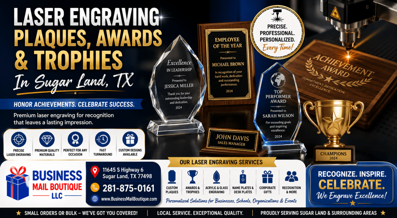Custom Plaques Awards & Trophy Engraving in Sugar Land