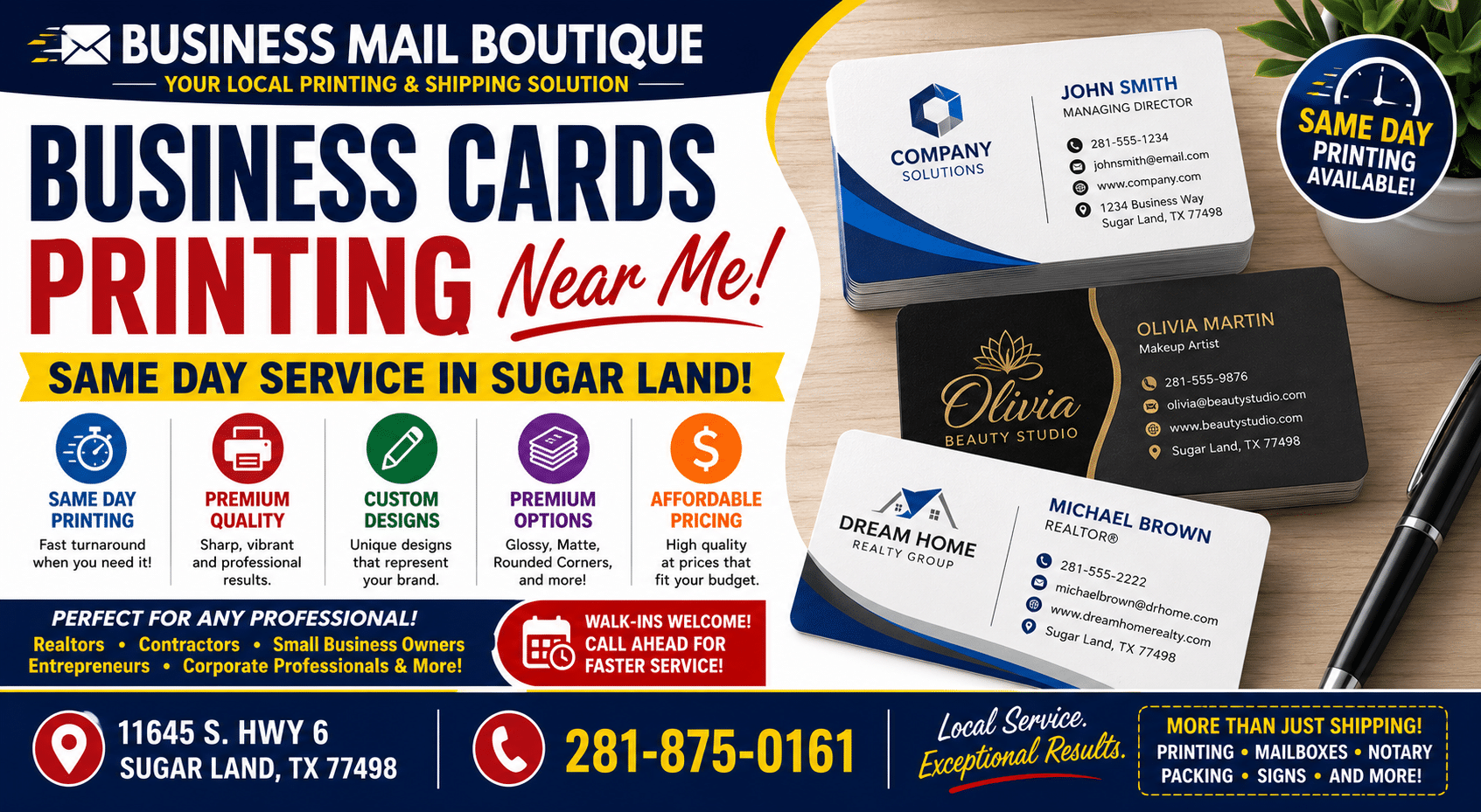 Same day business card printing
