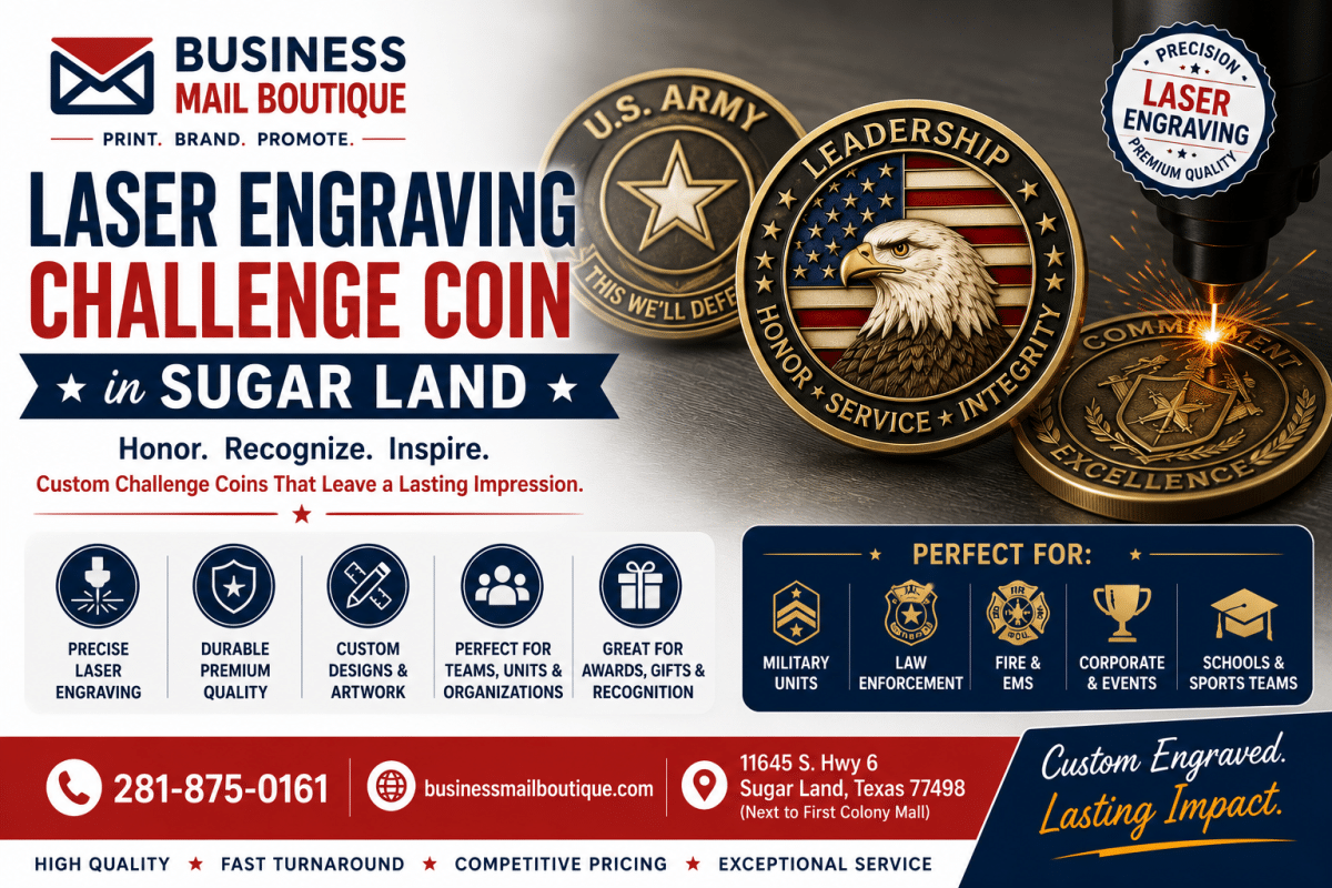 Laser Engraving Challenge Coin in Sugar Land