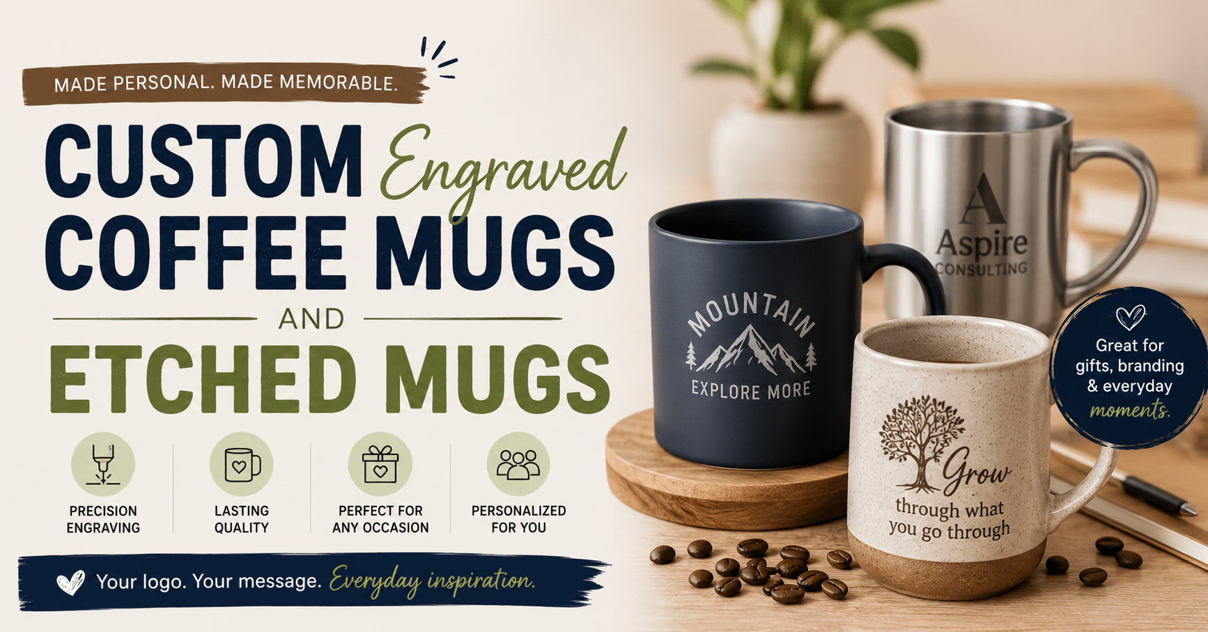Custom engraved and etched mugs