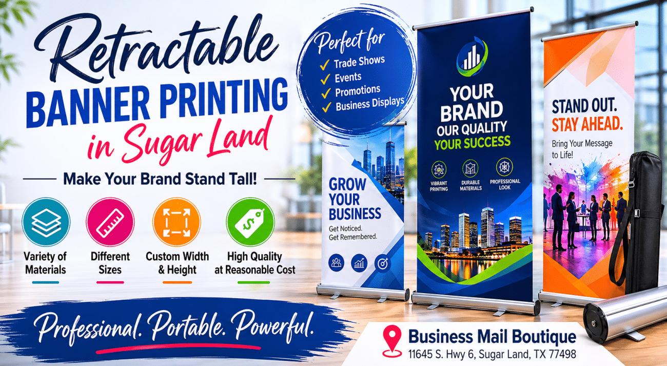Retractable Banner Printing in Sugar Land – Professional Roll-Up Banners