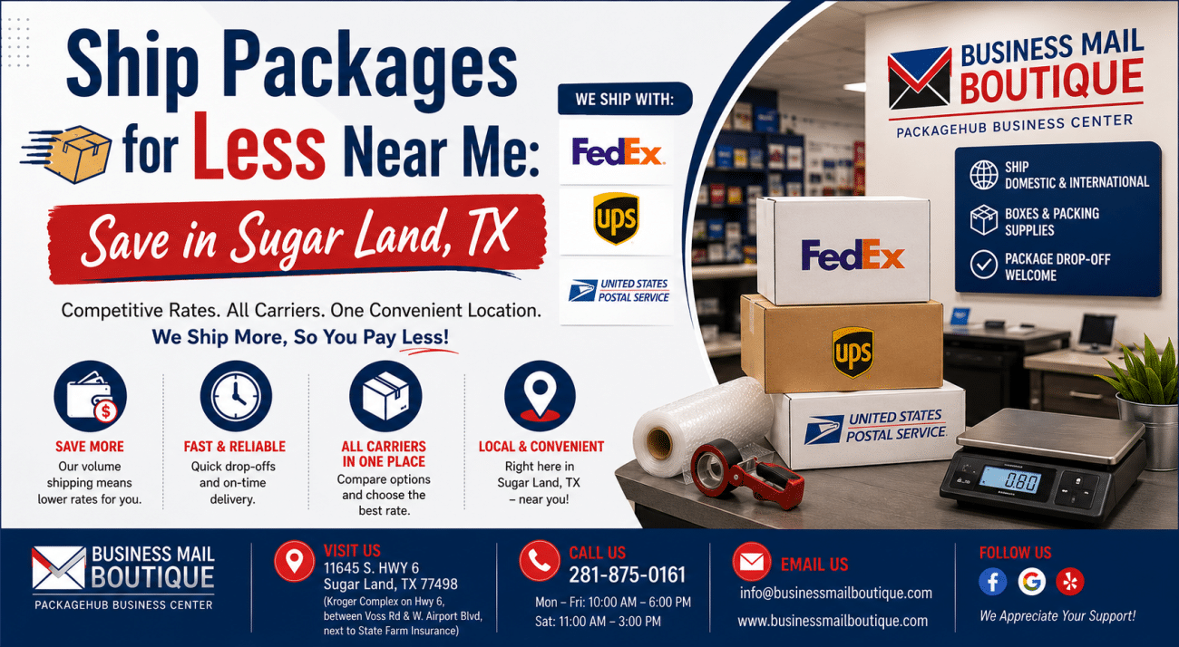 Ship Packages for Less Near Me: Save in Sugar Land, TX