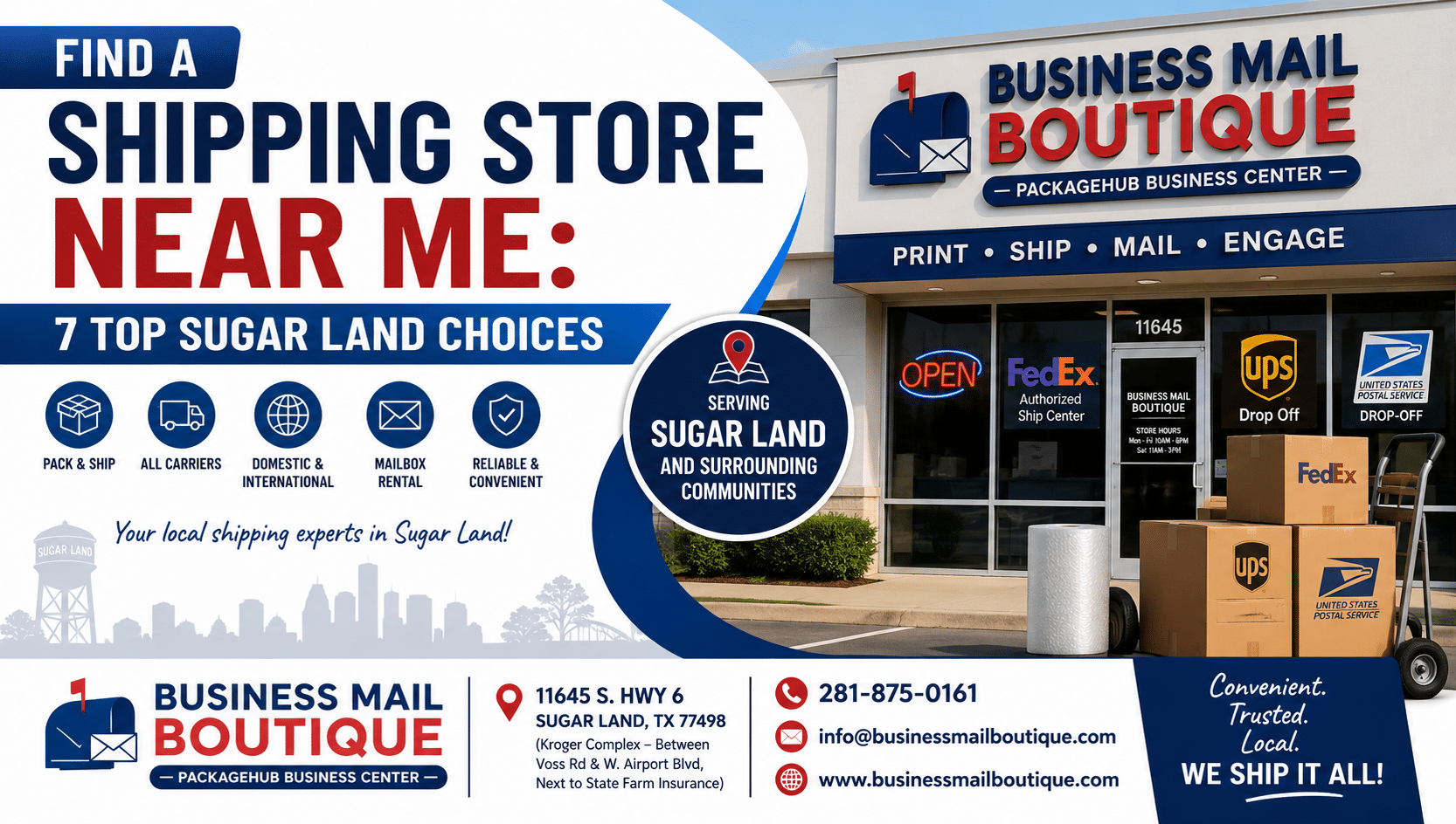 Find a Shipping Store Near Me: 7 Top Sugar Land Choices