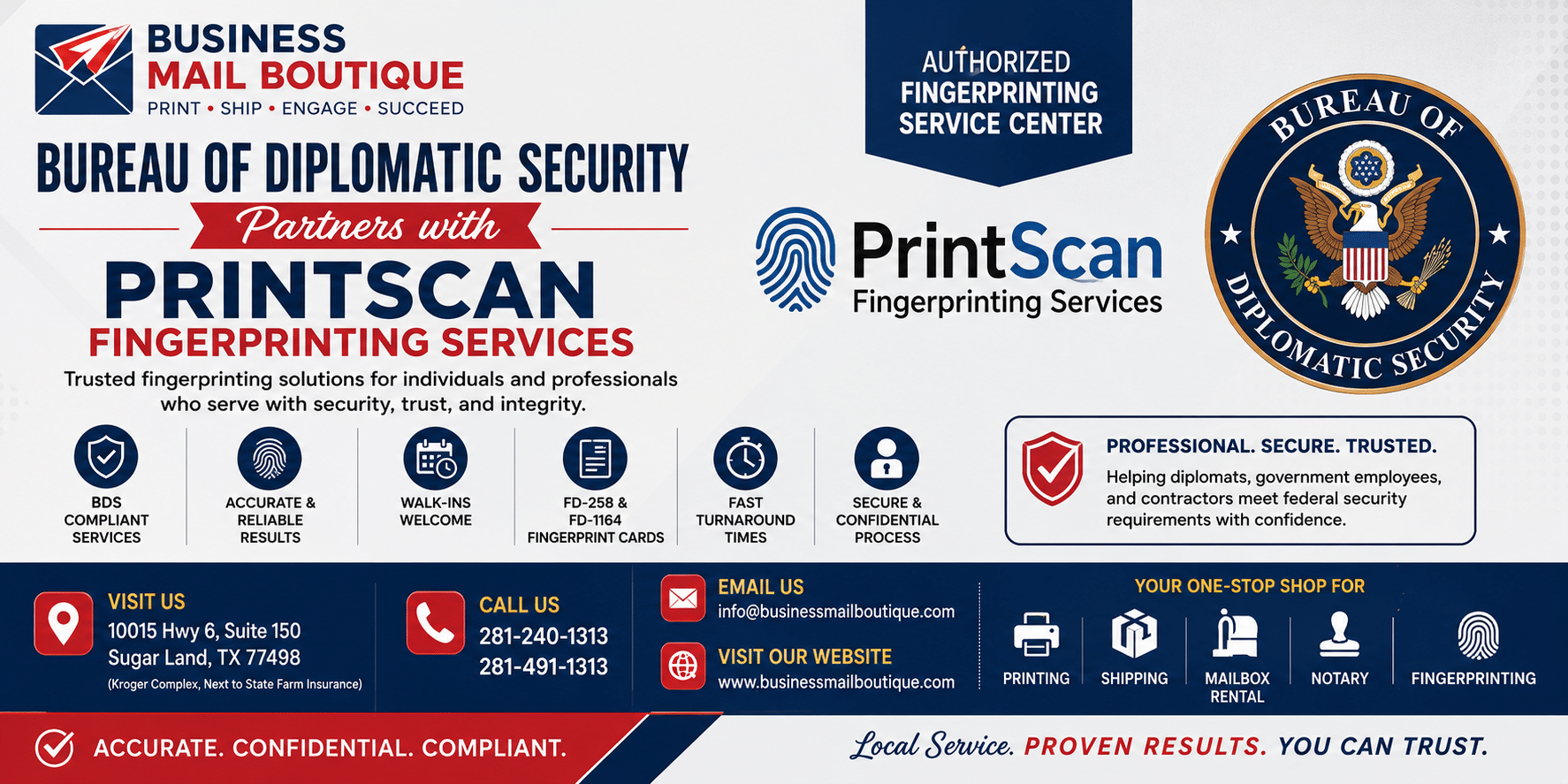 Bureau of Diplomatic Security Partner with PrintScan Fingerprinting Services