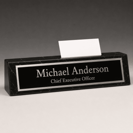 Custom Marble Name Plate with Card Holder