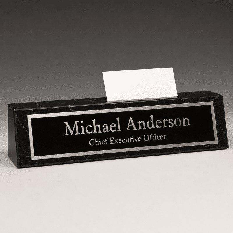 Custom Marble Name Plate with Card Holder