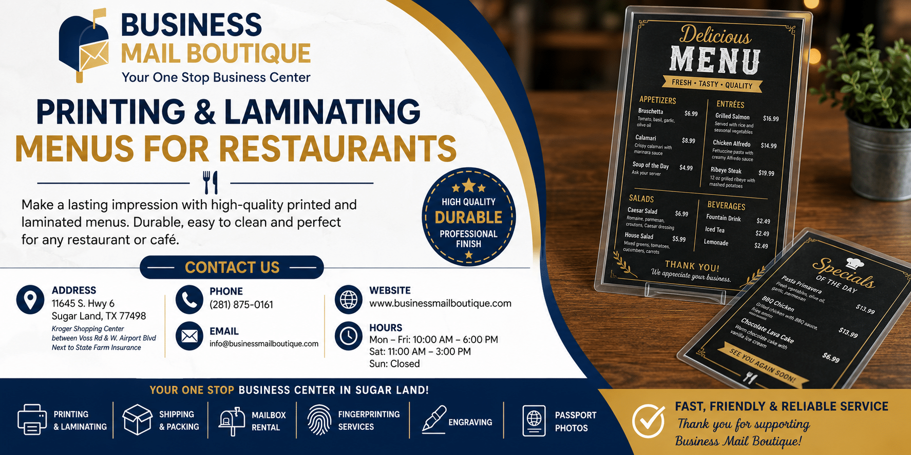 Printing Menu for Restaurant
