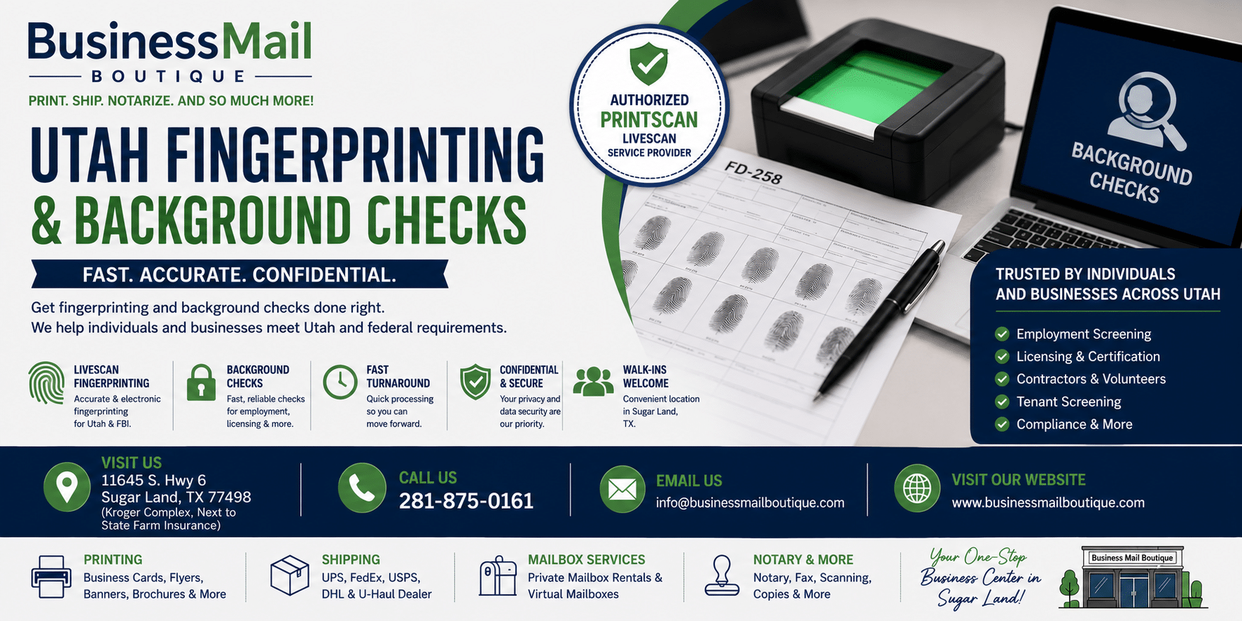 Utah Fingerprinting & Background Checks in Sugar land